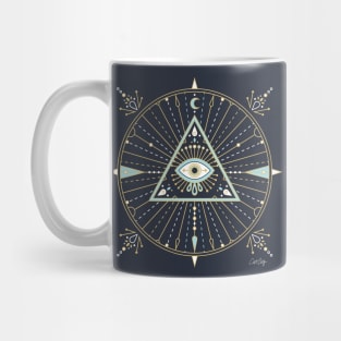 Blue & Gold Evil Eye Mandala Mug